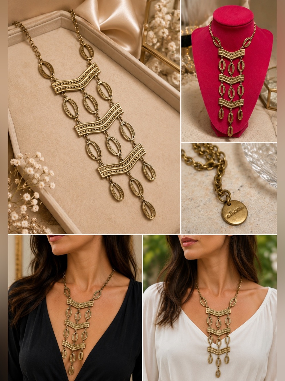Stella & Dot “Kimberly” Gold Tone Lariat Necklace | Minimal Luxe Statement